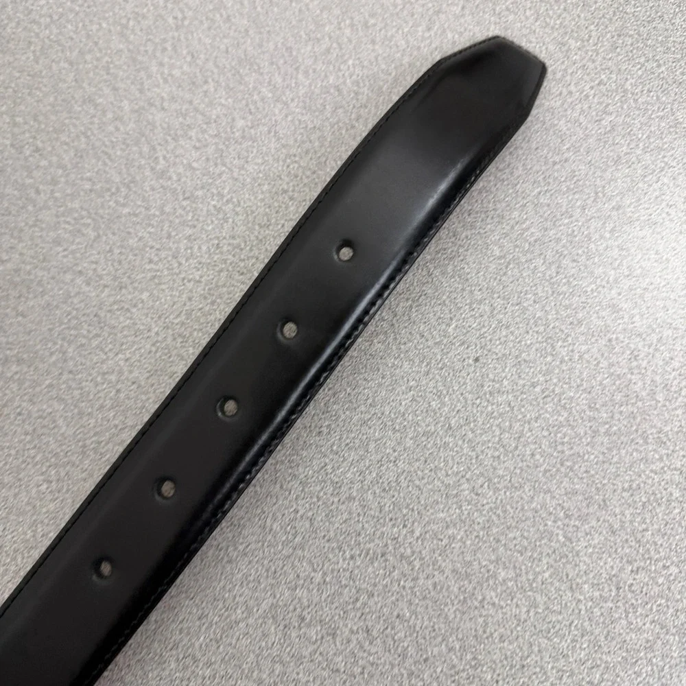 Cole Haan Belt Mens 38 Black Leather Dress Casual Silver Tone Buckle 38/95